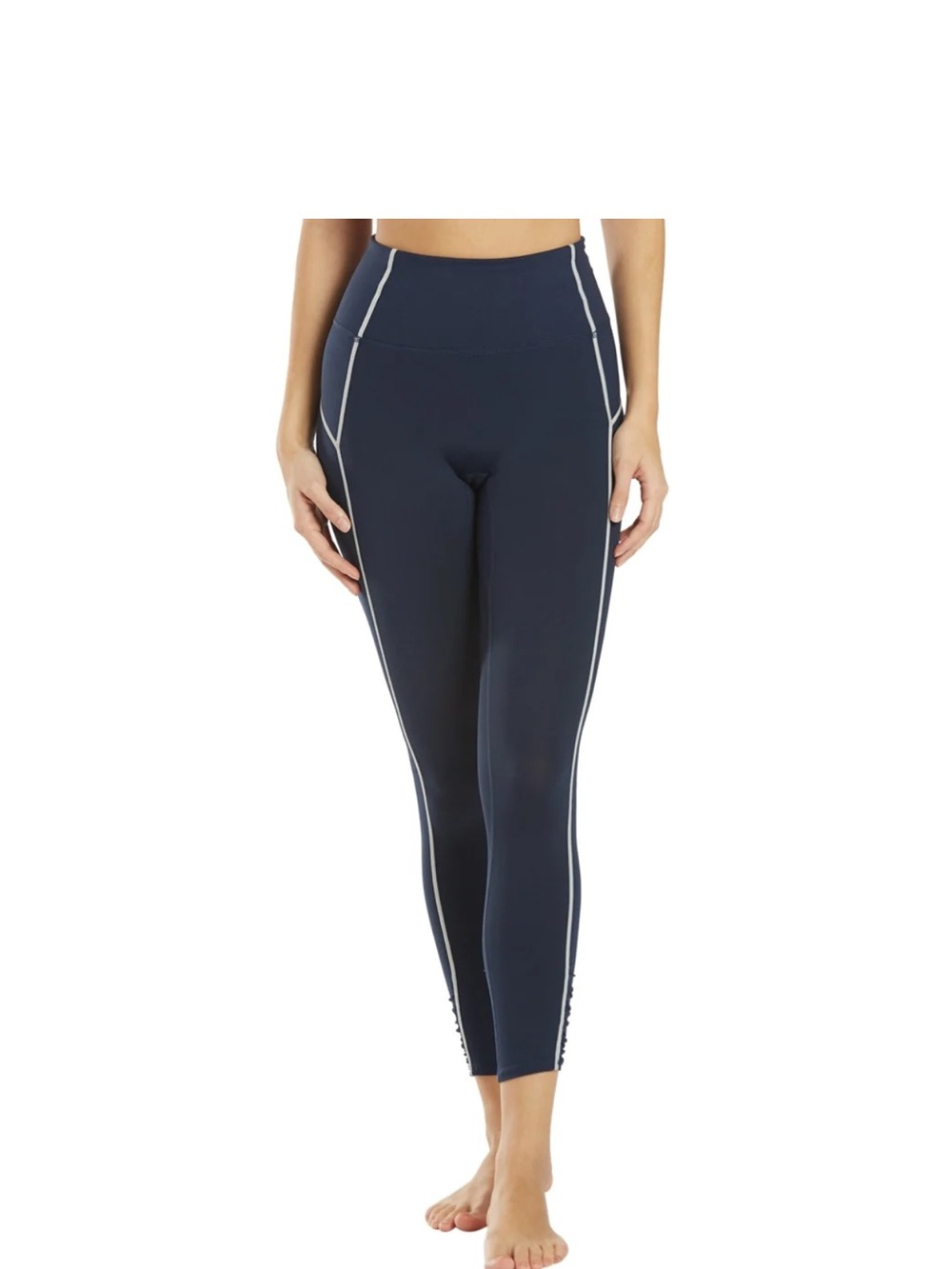 Free People Black Leggings with White Side Piping